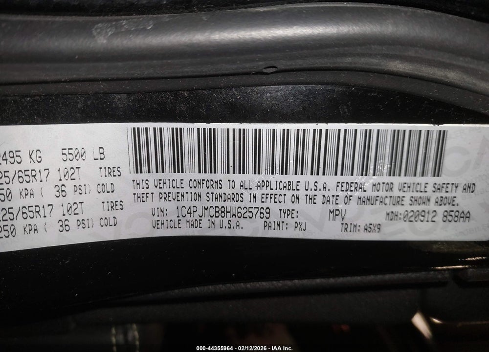 2017 JEEP CHEROKEE LATITUDE 4X4 VIN: 1C4PJMCB8HW625769