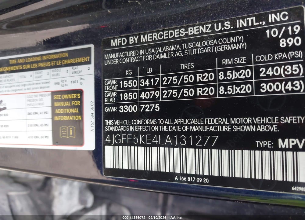2020 MERCEDES-BENZ GLS 450 4MATIC VIN: 4JGFF5KE4LA131277