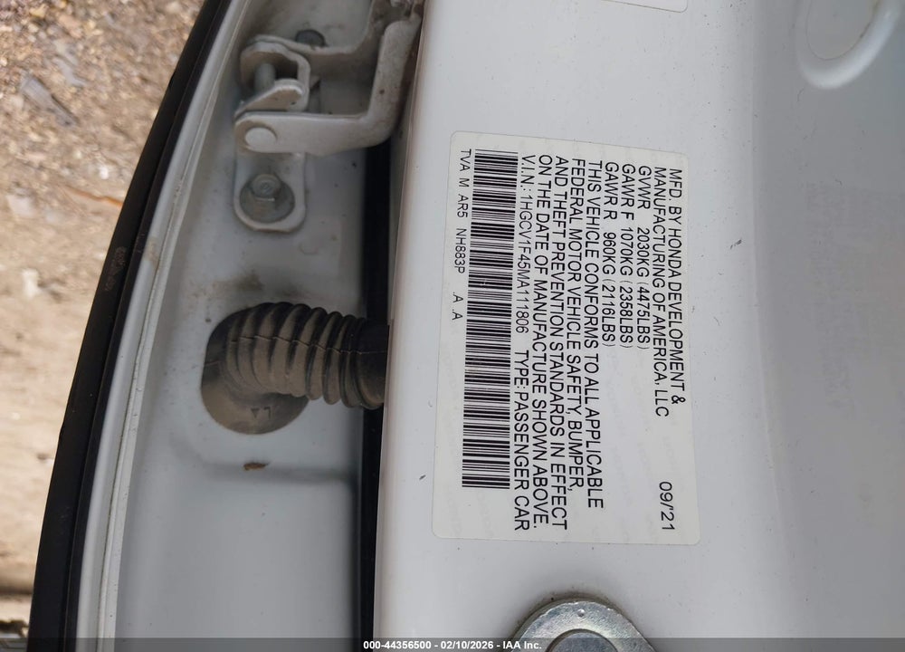 2021 HONDA ACCORD SPORT SPECIAL EDITION VIN: 1HGCV1F45MA111806