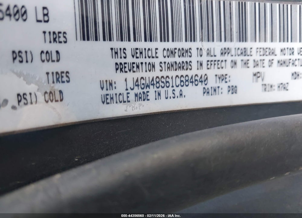 2001 JEEP GRAND CHEROKEE LAREDO VIN: 1J4GW48S61C684640