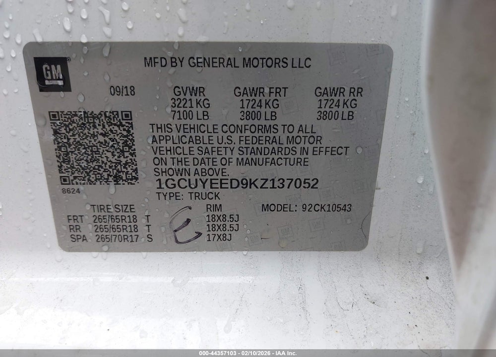 2019 CHEVROLET SILVERADO 1500 RST VIN: 1GCUYEED9KZ137052