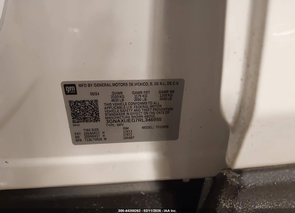 2024 CHEVROLET EQUINOX AWD LT VIN: 3GNAXUEG7RL346955