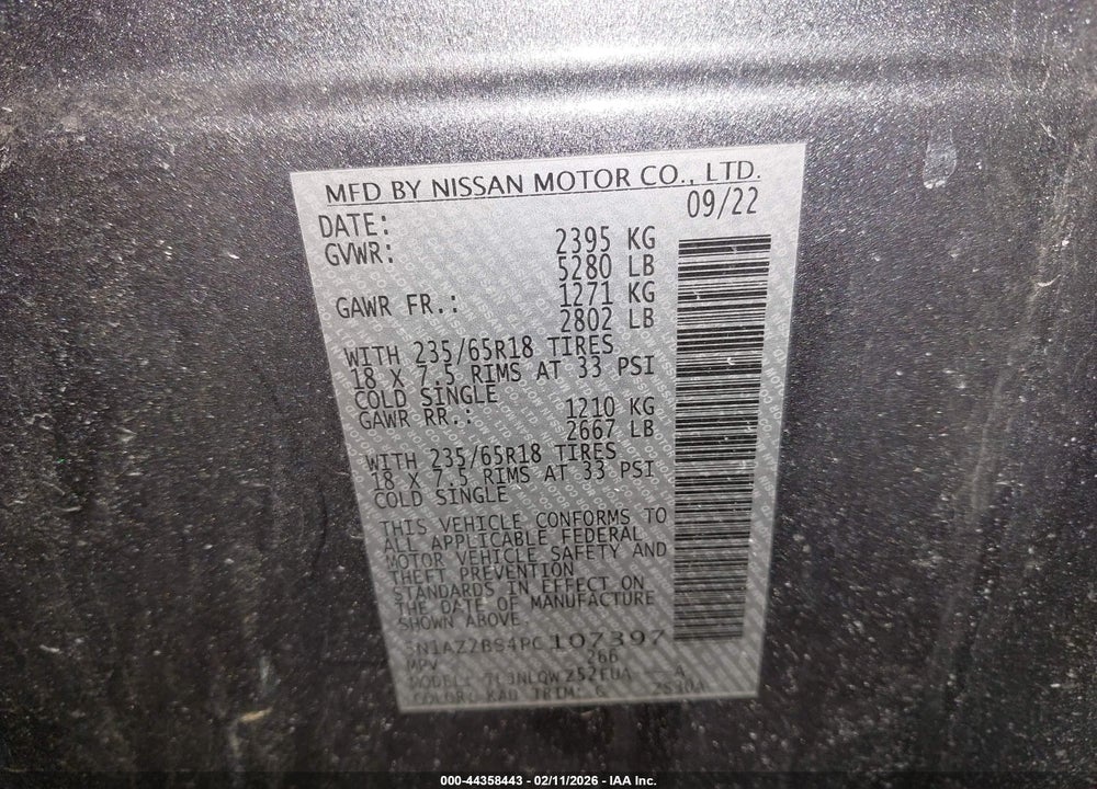 2023 NISSAN MURANO SV INTELLIGENT AWD VIN: 5N1AZ2BS4PC107397