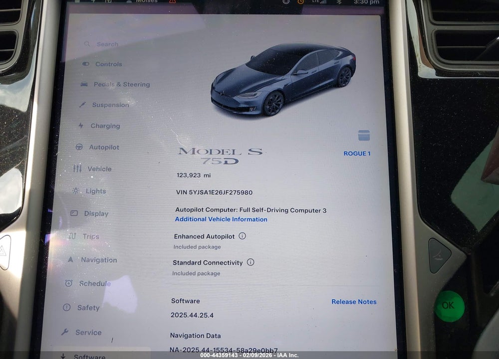 2018 TESLA MODEL S 100D/75D/P100D VIN: 5YJSA1E26JF275980