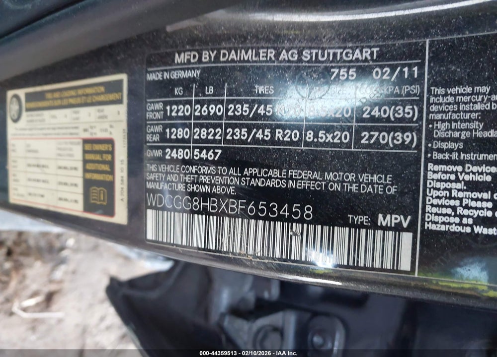 2011 MERCEDES-BENZ GLK 350 4MATIC VIN: WDCGG8HBXBF653458