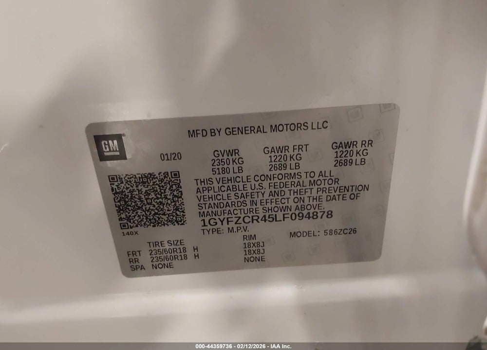 2020 CADILLAC XT4 FWD PREMIUM LUXURY VIN: 1GYFZCR45LF094878