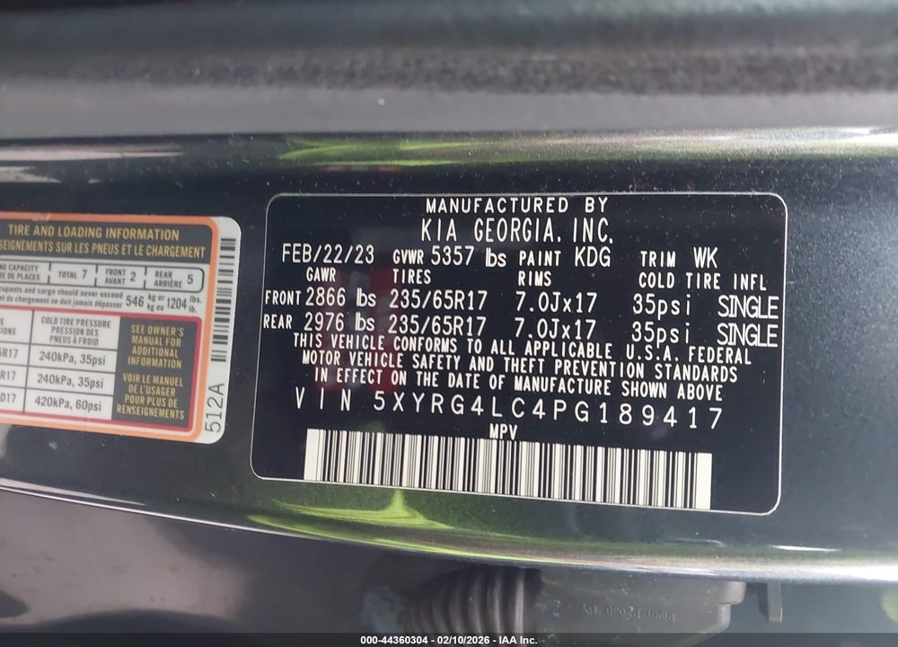 2023 KIA SORENTO LX VIN: 5XYRG4LC4PG189417