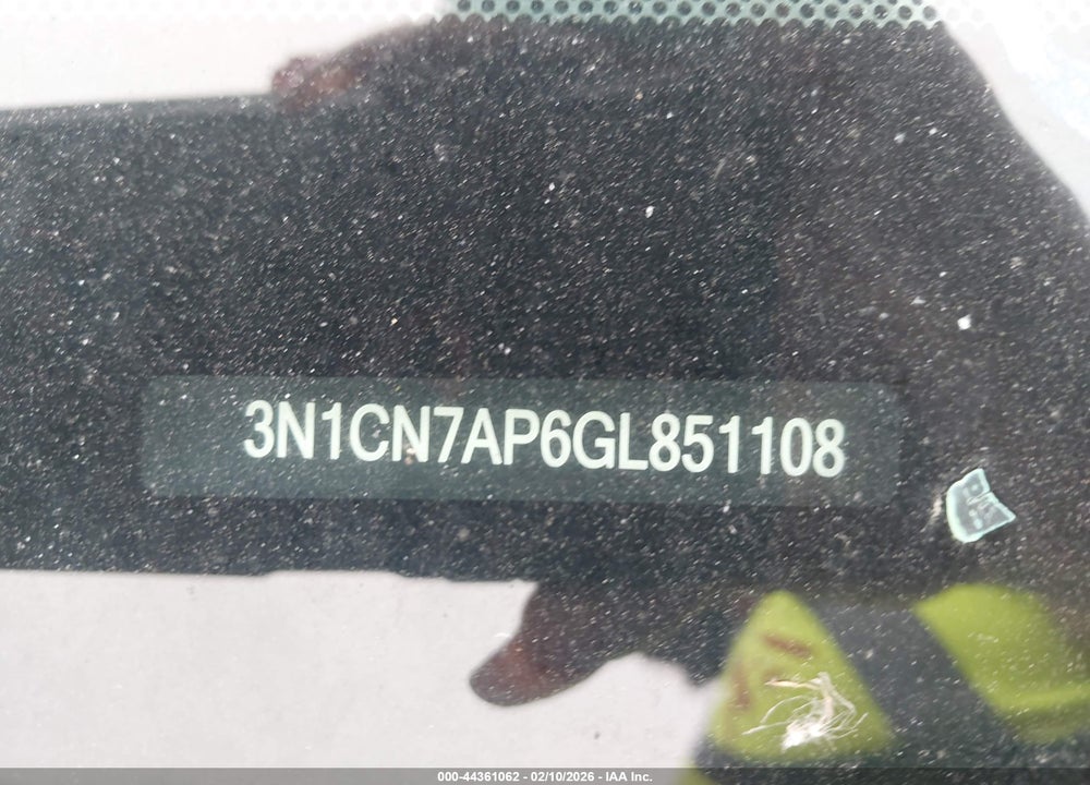 2016 NISSAN VERSA 1.6 S/1.6 S+/1.6 SL/1.6 SV VIN: 3N1CN7AP6GL851108