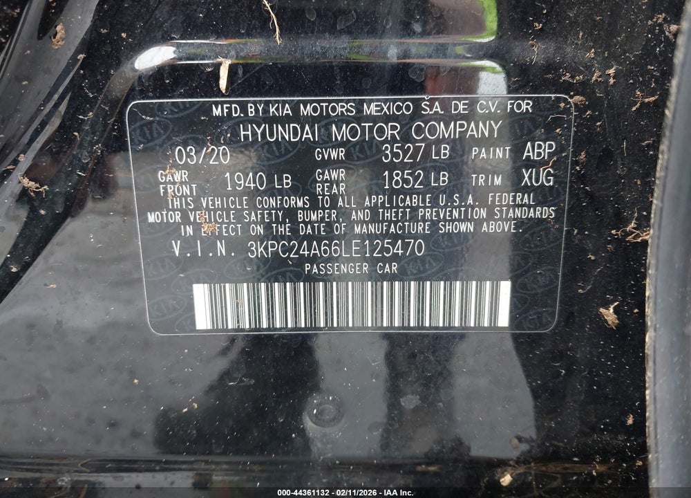 2020 HYUNDAI ACCENT SE VIN: 3KPC24A66LE125470