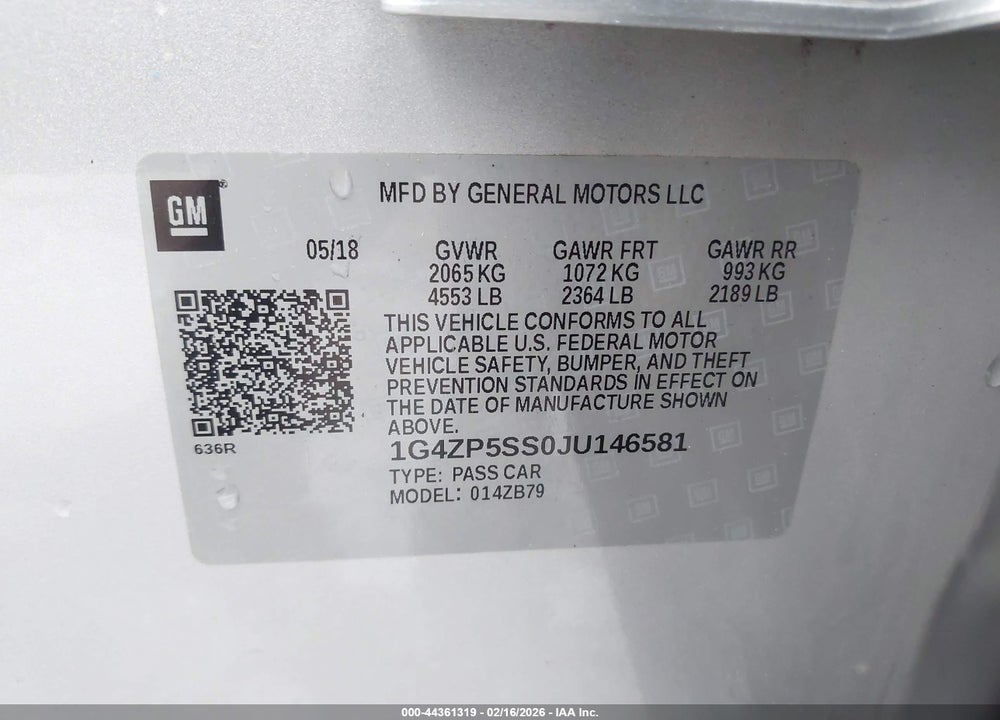 2018 BUICK LACROSSE ESSENCE VIN: 1G4ZP5SS0JU146581