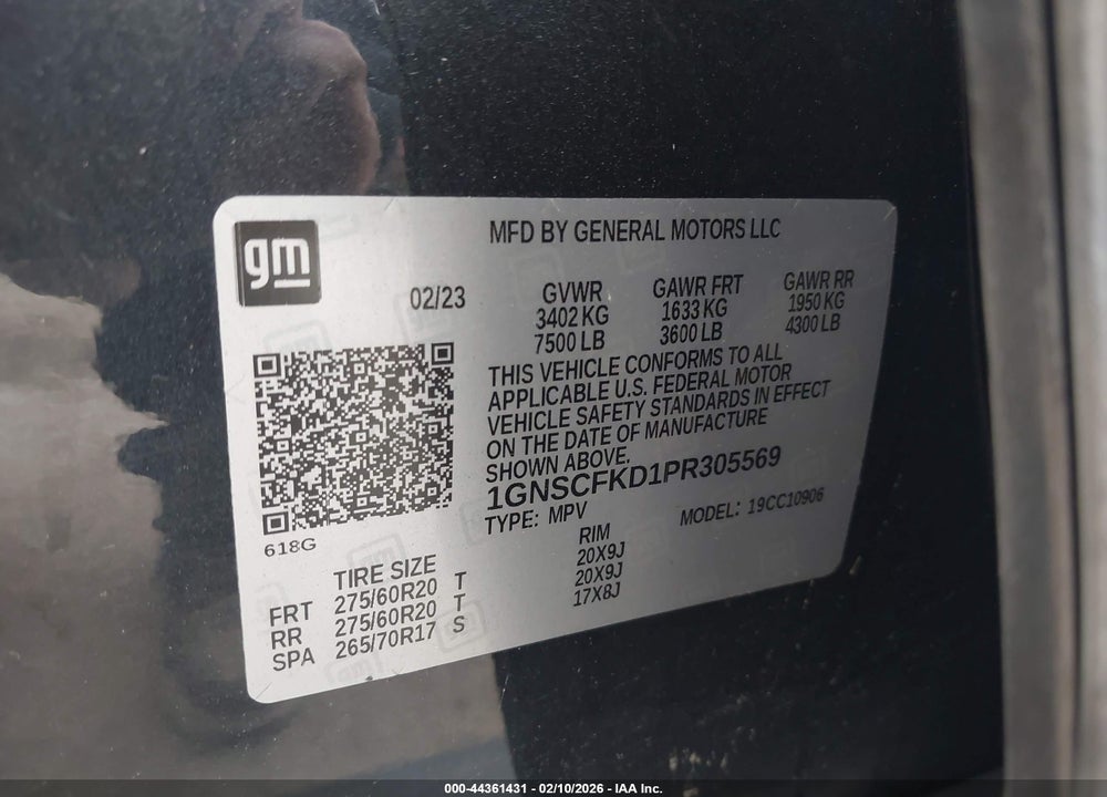 2023 CHEVROLET SUBURBAN 2WD PREMIER VIN: 1GNSCFKD1PR305569