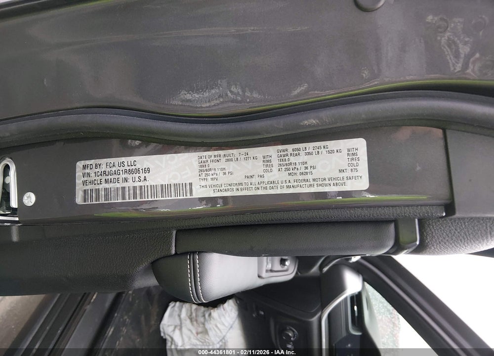 2024 JEEP GRAND CHEROKEE LAREDO X 4X2 VIN: 1C4RJGAG1R8606169