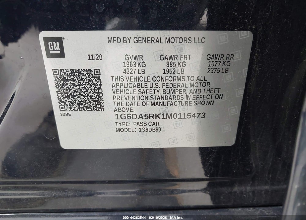 2021 CADILLAC CT4 LUXURY VIN: 1G6DA5RK1M0115473