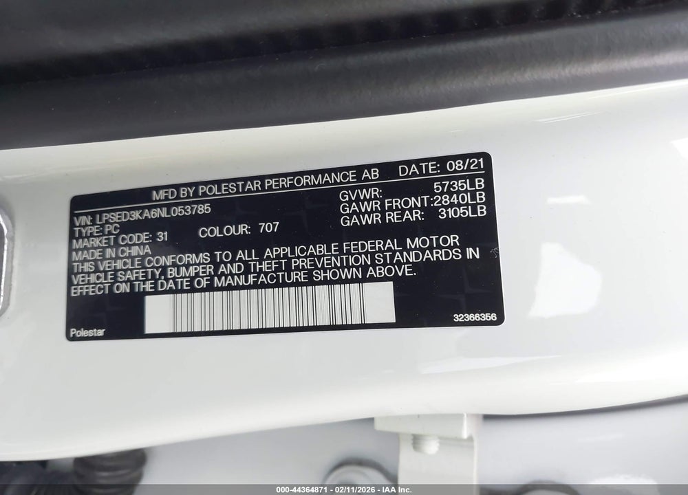 2022 POLESTAR 2 LONG RANGE DUAL MOTOR VIN: LPSED3KA6NL053785