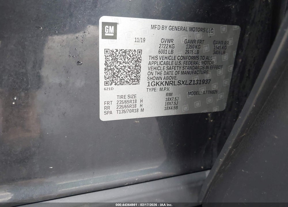 2020 GMC ACADIA FWD SLE VIN: 1GKKNRLSXLZ131937