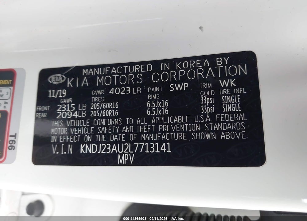 2020 KIA SOUL S VIN: KNDJ23AU2L7713141