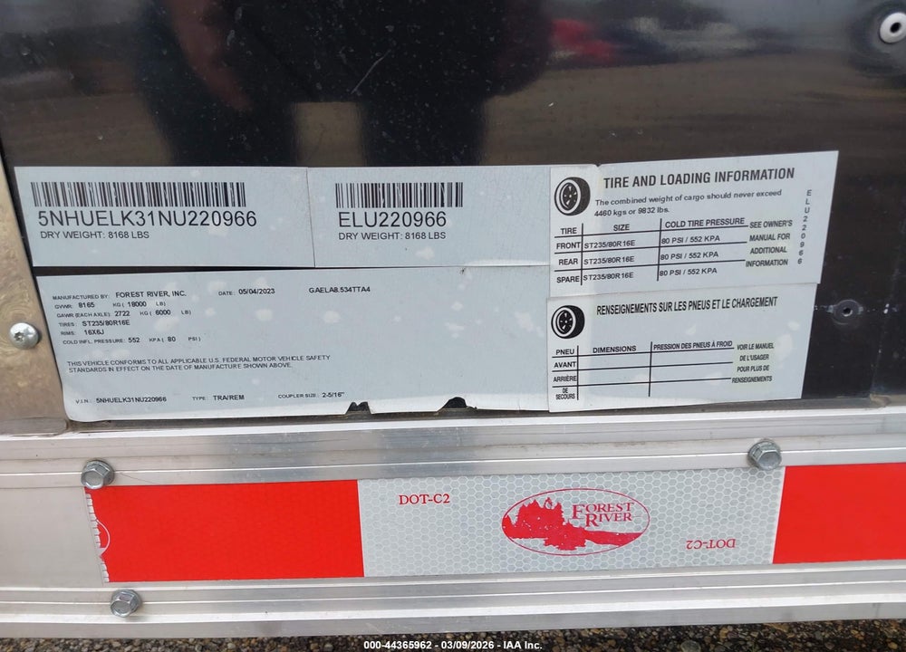 2022 CONTINENTAL 34FT TRAILER VIN: 5NHUELK31NU220966