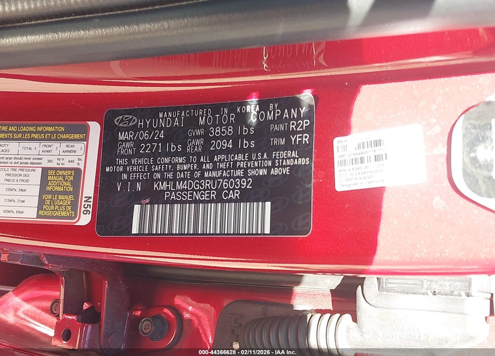 2024 HYUNDAI ELANTRA SEL VIN: KMHLM4DG3RU760392