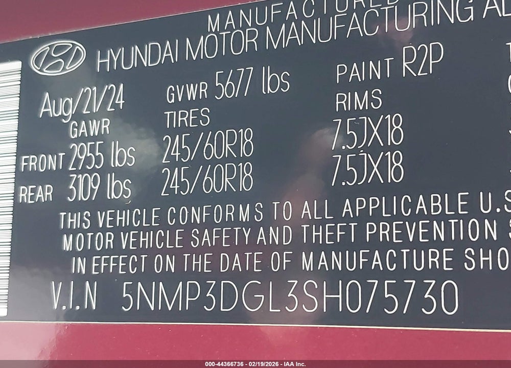 2025 HYUNDAI SANTA FE XRT VIN: 5NMP3DGL3SH075730