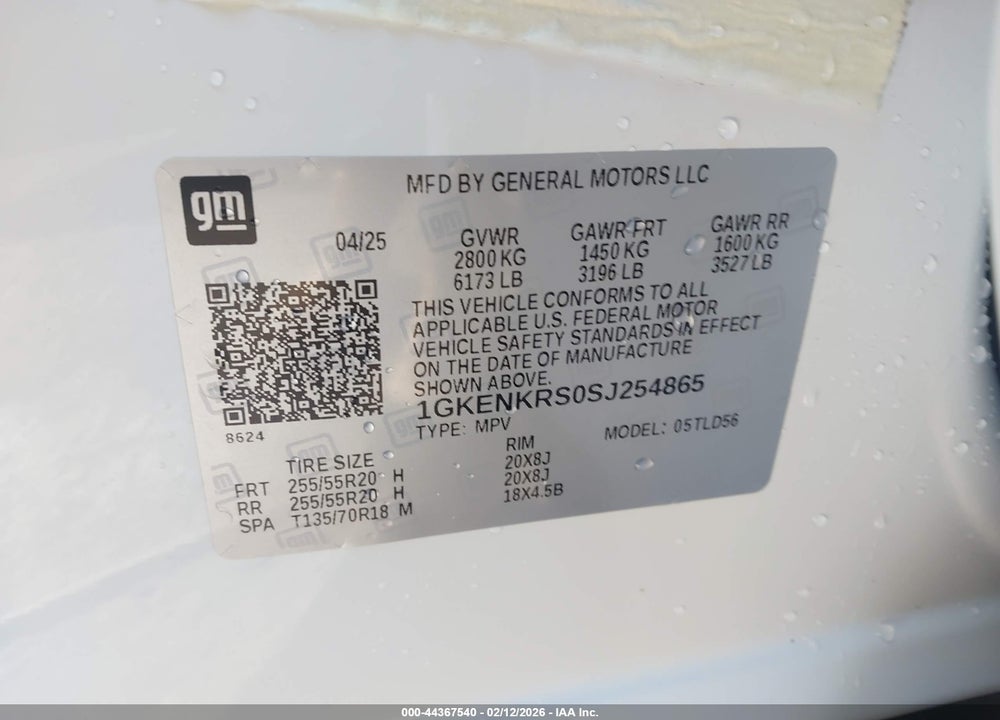 2025 GMC ACADIA ELEVATION VIN: 1GKENKRS0SJ254865