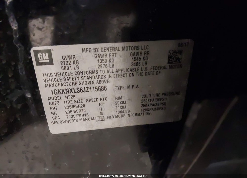 2018 GMC ACADIA DENALI VIN: 1GKKNXLS6JZ115686