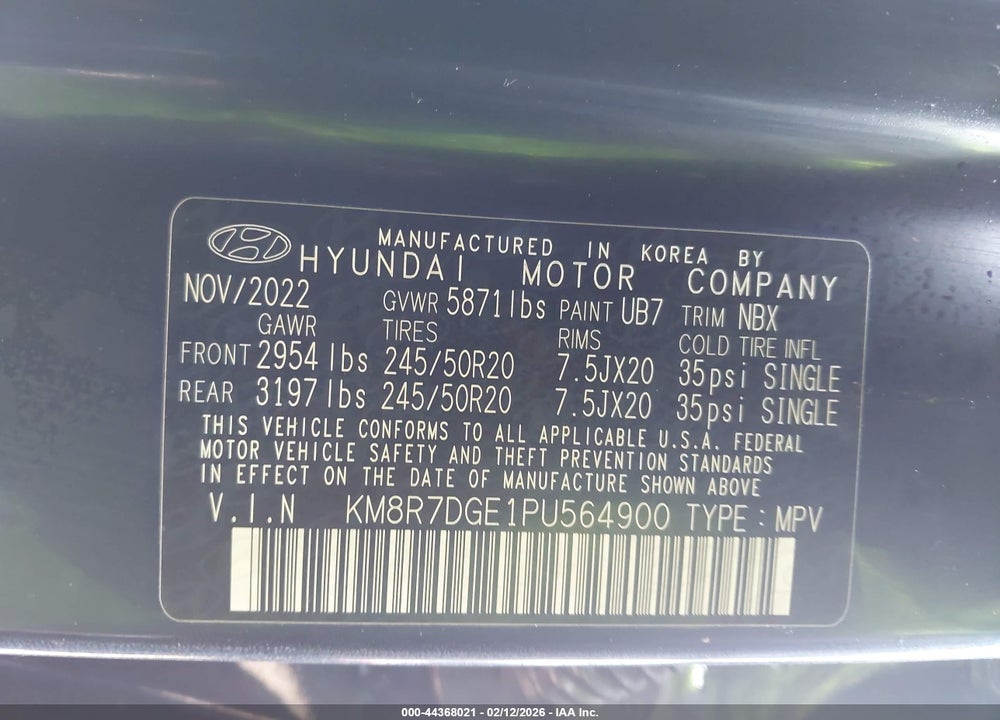 2023 HYUNDAI PALISADE CALLIGRAPHY VIN: KM8R7DGE1PU564900