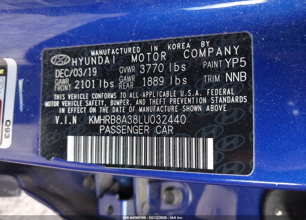 2020 HYUNDAI VENUE SE VIN: KMHRB8A38LU032440