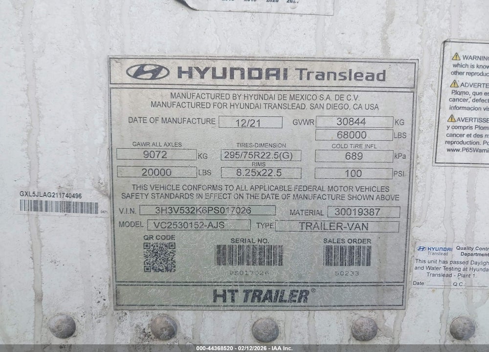 2023 HYUNDAI TRANSLEAD INC UNKNOWN VIN: 3H3V532K6PS017026