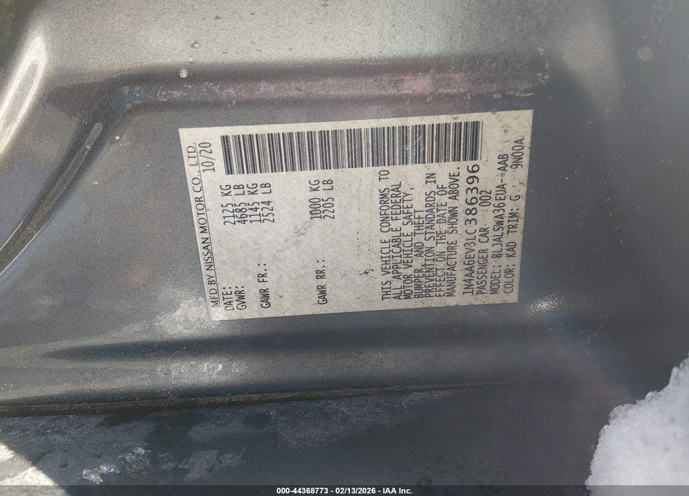 2020 NISSAN MAXIMA SR XTRONIC CVT VIN: 1N4AA6EV3LC386396