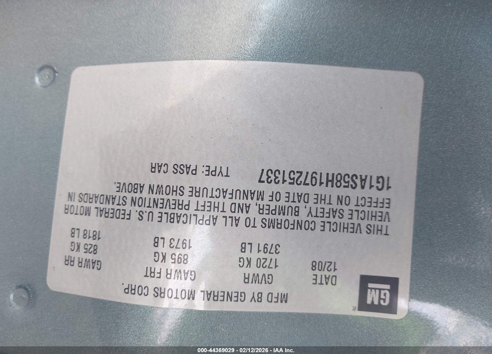2009 CHEVROLET COBALT LS VIN: 1G1AS58H197251337