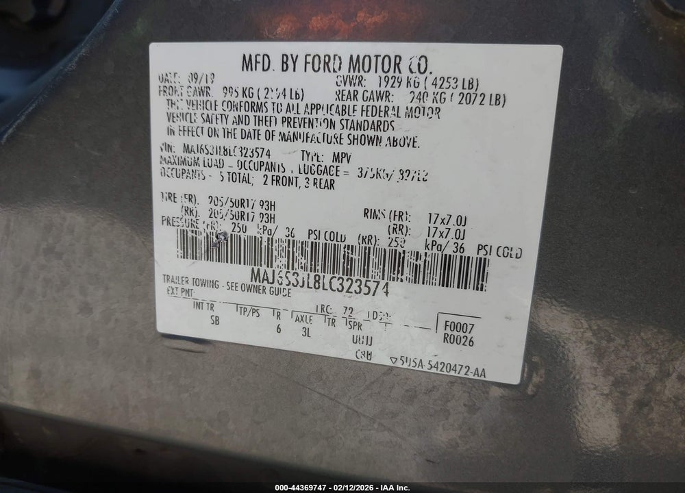 2020 FORD ECOSPORT SES VIN: MAJ6S3JL8LC323574