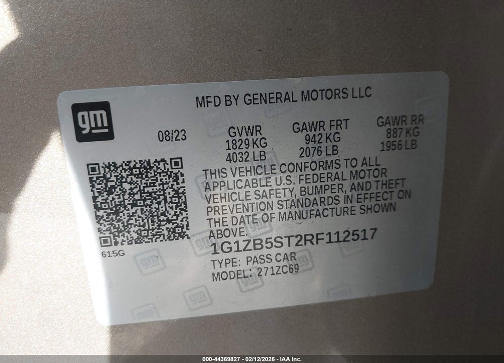 2024 CHEVROLET MALIBU FWD LS VIN: 1G1ZB5ST2RF112517