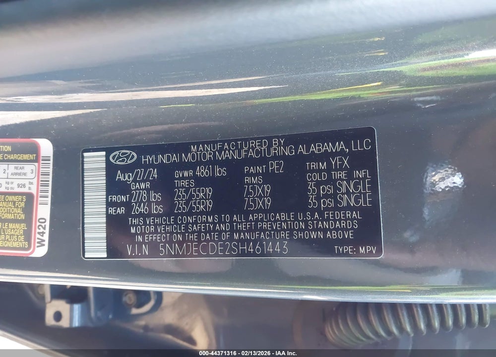 2025 HYUNDAI TUCSON LIMITED VIN: 5NMJECDE2SH461443