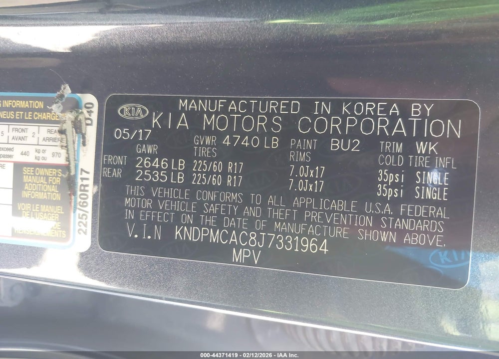 2018 KIA SPORTAGE LX VIN: KNDPMCAC8J7331964