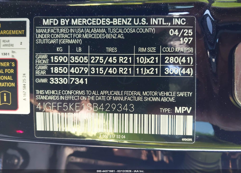 2025 MERCEDES-BENZ GLS 450 4MATIC VIN: 4JGFF5KE1SB429343