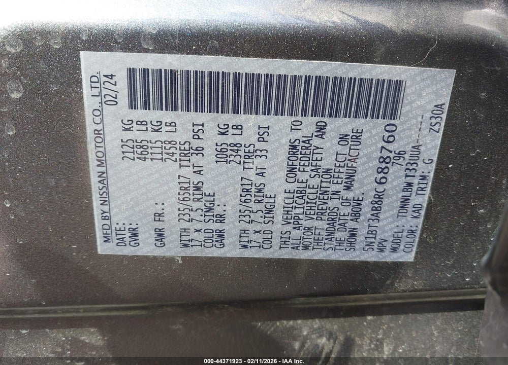 2024 NISSAN ROGUE S INTELLIGENT AWD VIN: 5N1BT3AB8RC688760