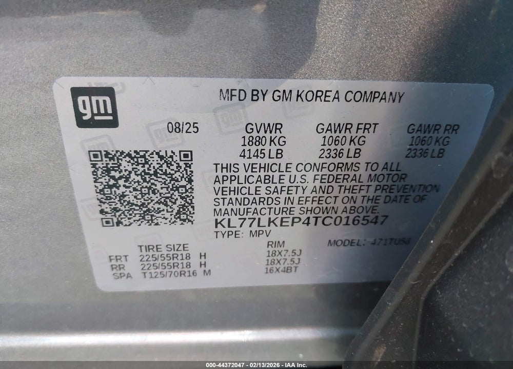 2026 CHEVROLET TRAX FWD ACTIV VIN: KL77LKEP4TC016547