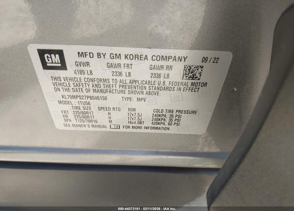 2023 CHEVROLET TRAILBLAZER FWD LT VIN: KL79MPS27PB046150