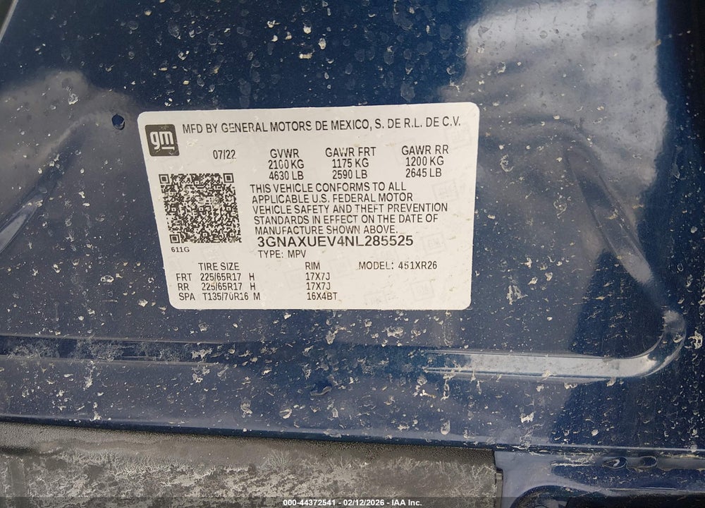 2022 CHEVROLET EQUINOX AWD LT VIN: 3GNAXUEV4NL285525