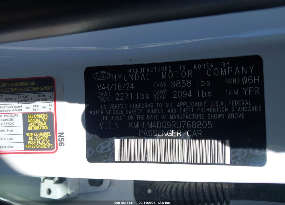 2024 HYUNDAI ELANTRA SEL VIN: KMHLM4DG9RU768805