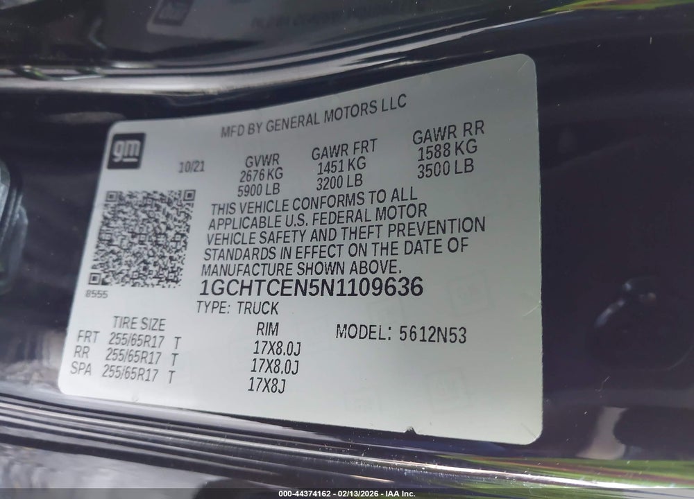2022 CHEVROLET COLORADO 4WD  LONG BOX LT VIN: 1GCHTCEN5N1109636