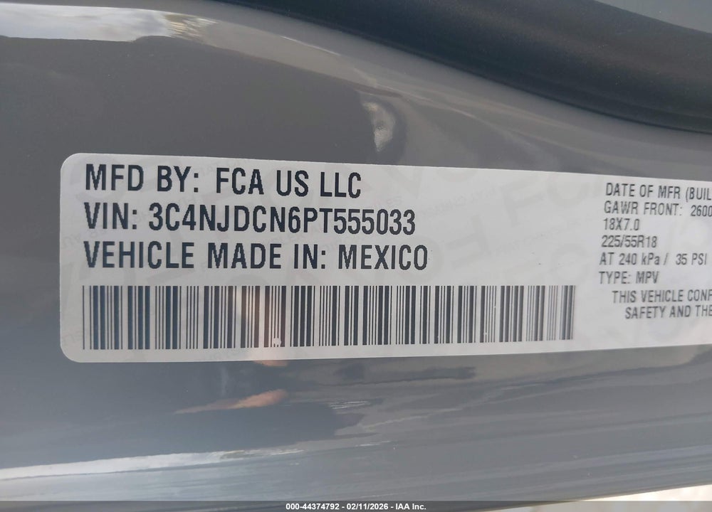 2023 JEEP COMPASS LIMITED 4X4 VIN: 3C4NJDCN6PT555033