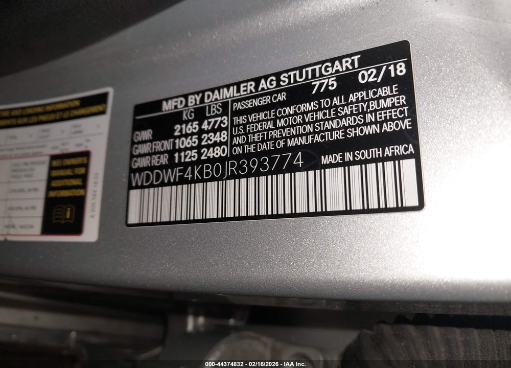 2018 MERCEDES-BENZ C 300 4MATIC VIN: WDDWF4KB0JR393774