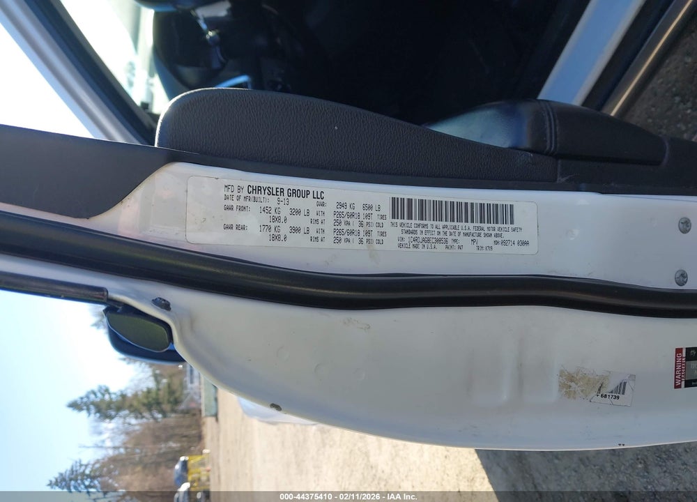 2014 DODGE DURANGO SXT VIN: 1C4RDJAG8EC308536
