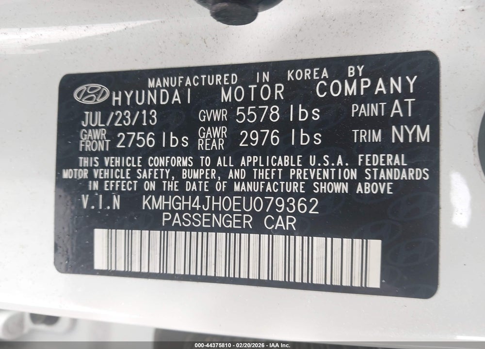 2014 HYUNDAI EQUUS ULTIMATE VIN: KMHGH4JH0EU079362
