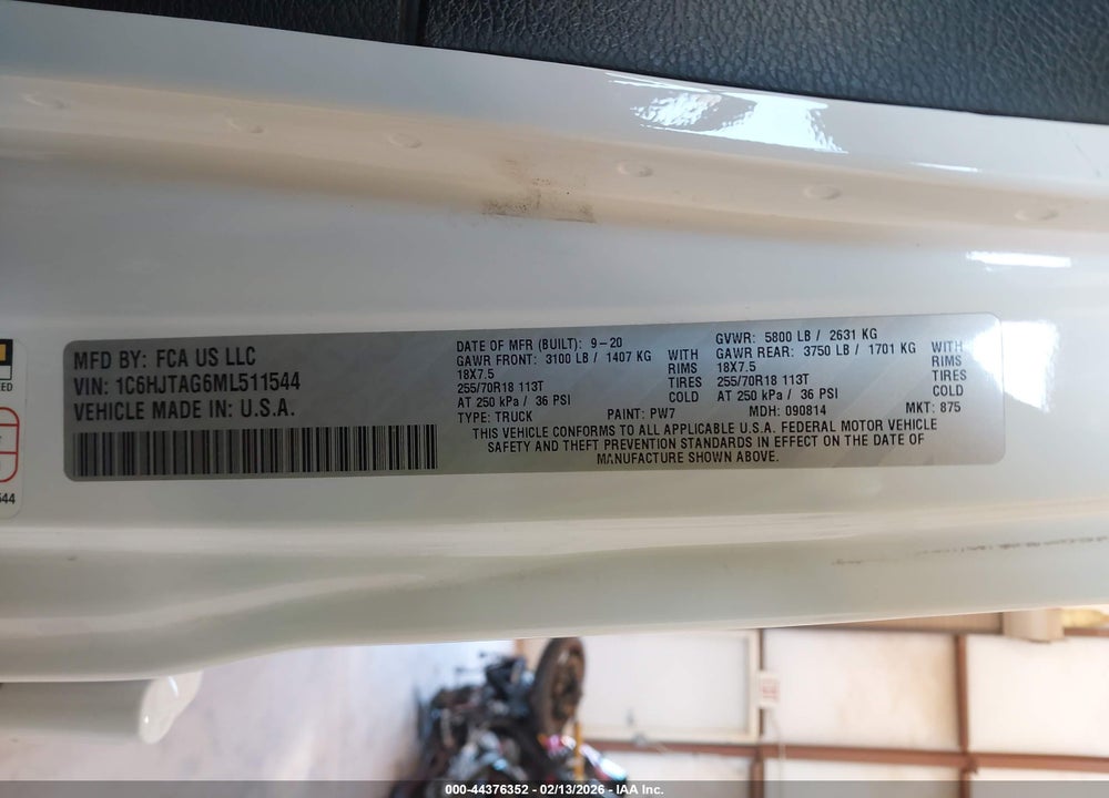 2021 JEEP GLADIATOR 80TH ANNIVERSARY 4X4 VIN: 1C6HJTAG6ML511544