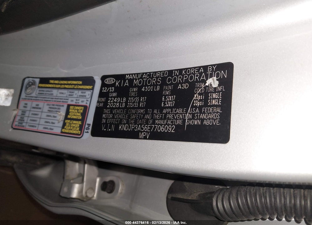 2014 KIA SOUL + VIN: KNDJP3A56E7706092