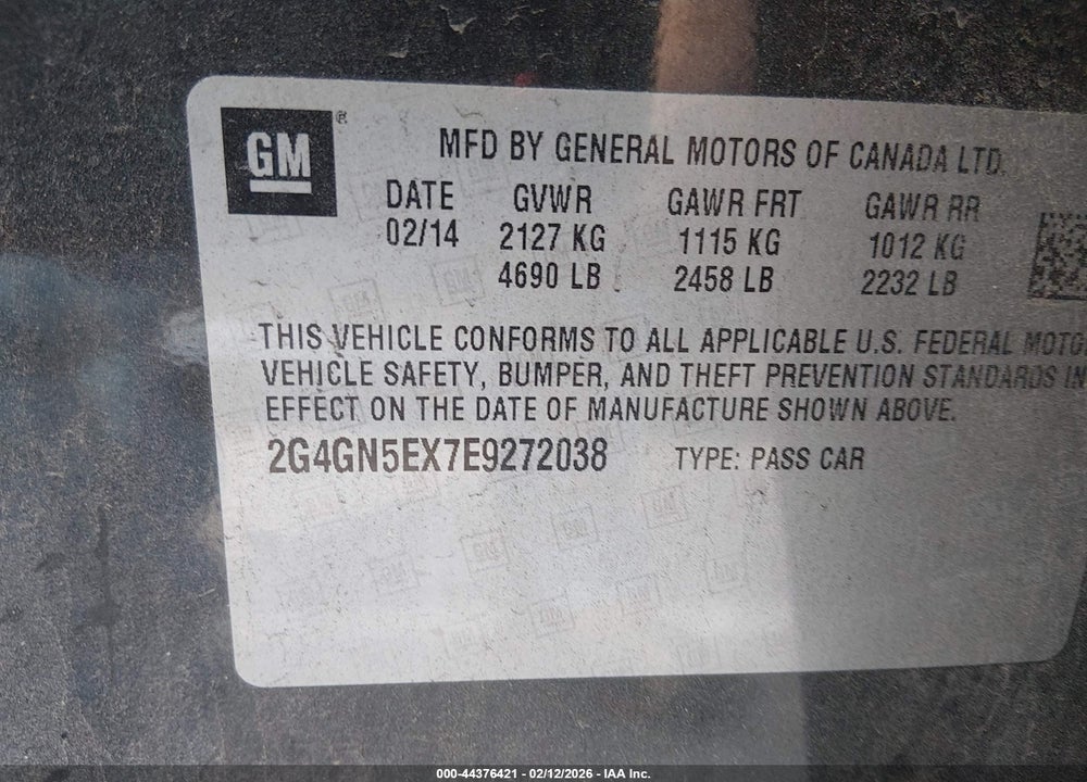 2014 BUICK REGAL TURBO/E-ASSIST PREMIUM I VIN: 2G4GN5EX7E9272038