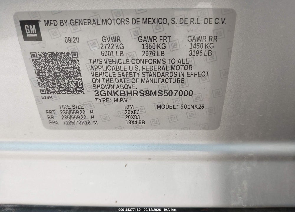2021 CHEVROLET BLAZER AWD 2LT VIN: 3GNKBHRS8MS507000