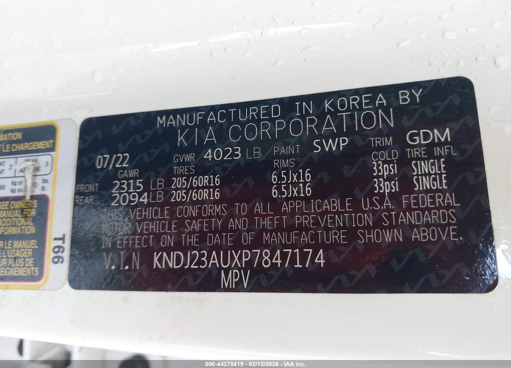 2023 KIA SOUL LX VIN: KNDJ23AUXP7847174